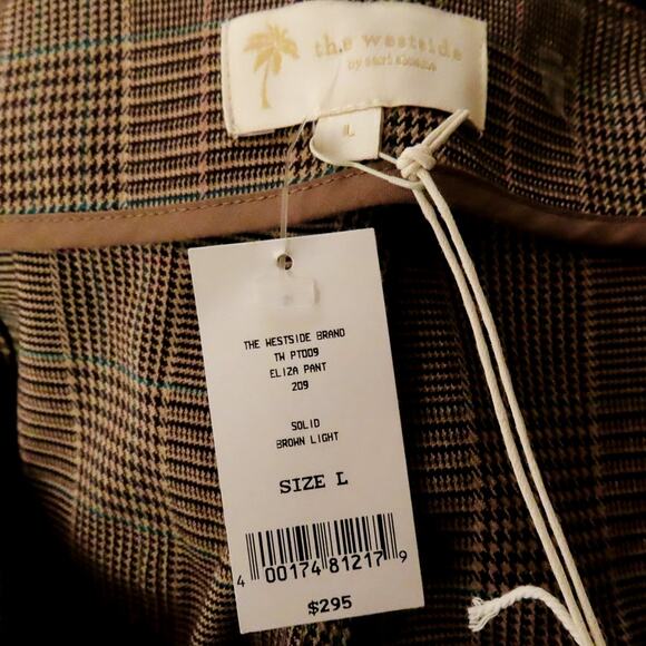 The Westside Eliza Pants Womens sz L Houndstooth Flare Belted $295 NEW Preppy - Picture 8 of 10
